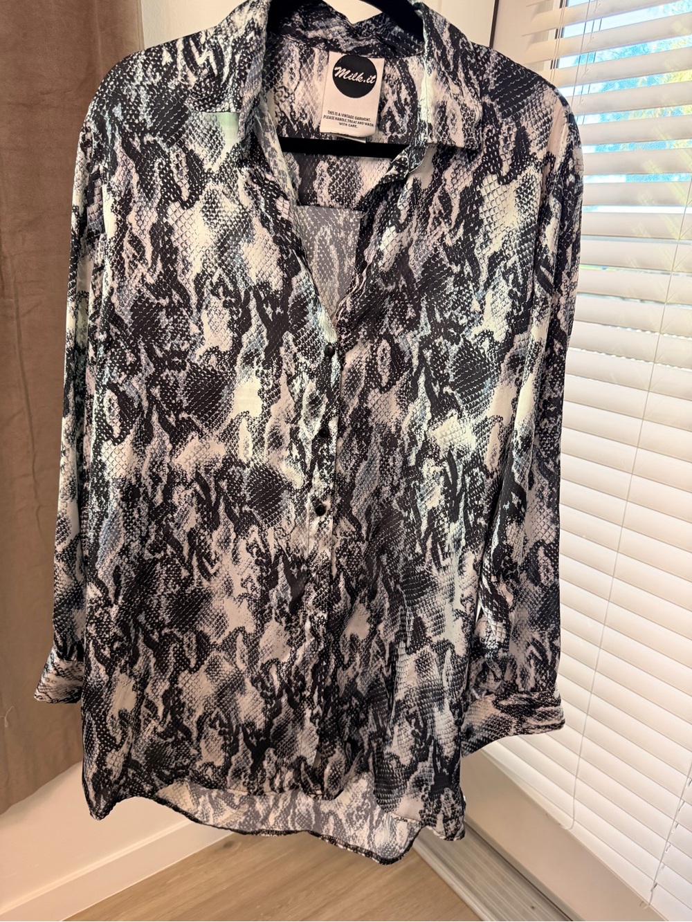 Milk It Black & White Snake-Print Button-Down Shirt